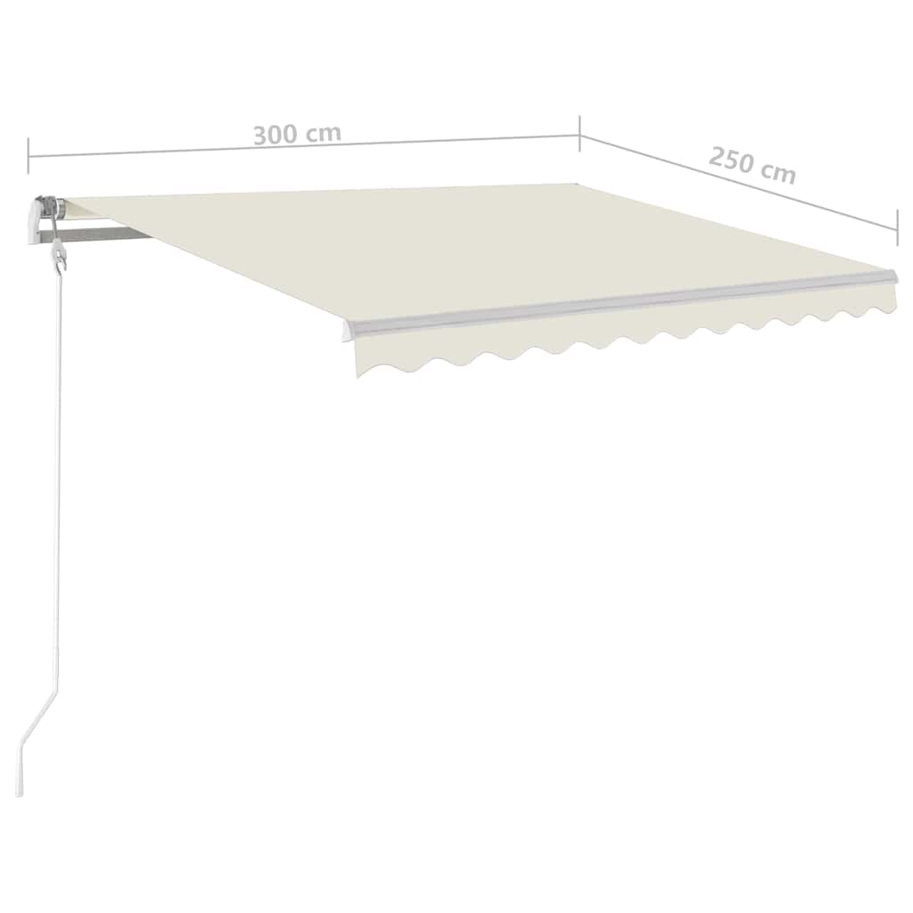 Rankiniu būdu ištraukiama markizė su LED, kreminė, 3x2,5m