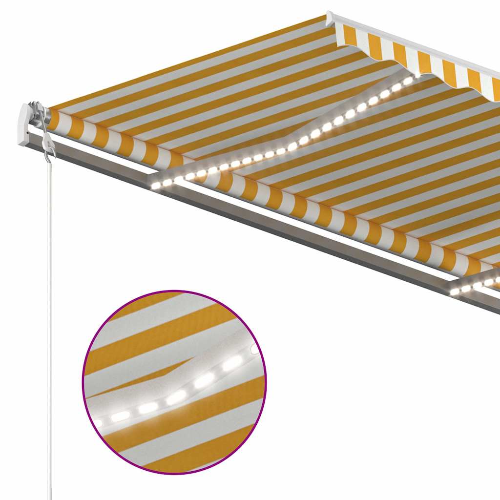 Rankiniu būdu ištraukiama markizė, geltona ir balta, 3x2,5m