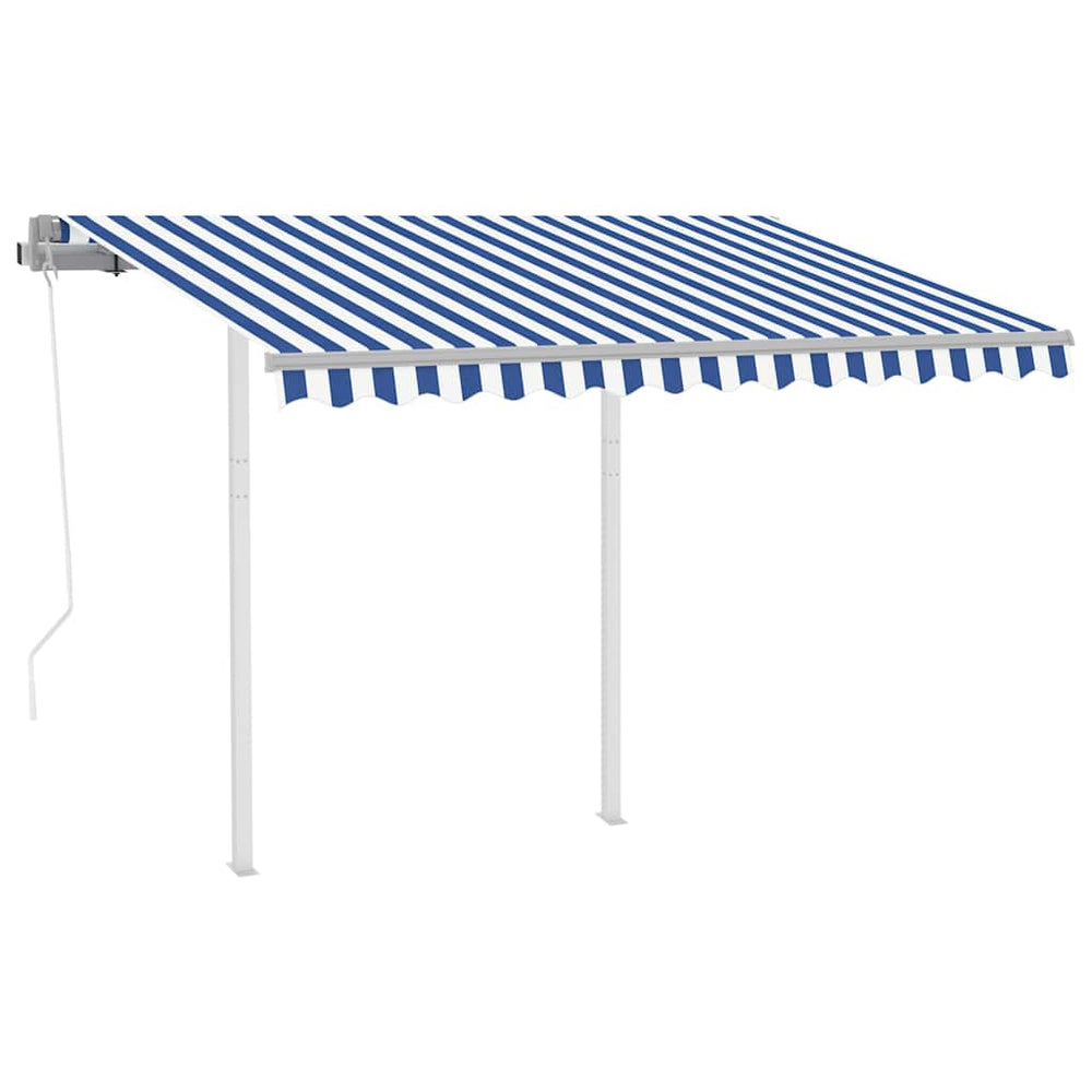 Automatiniu būdu ištraukiama markizė, mėlyna ir balta, 3x2,5m
