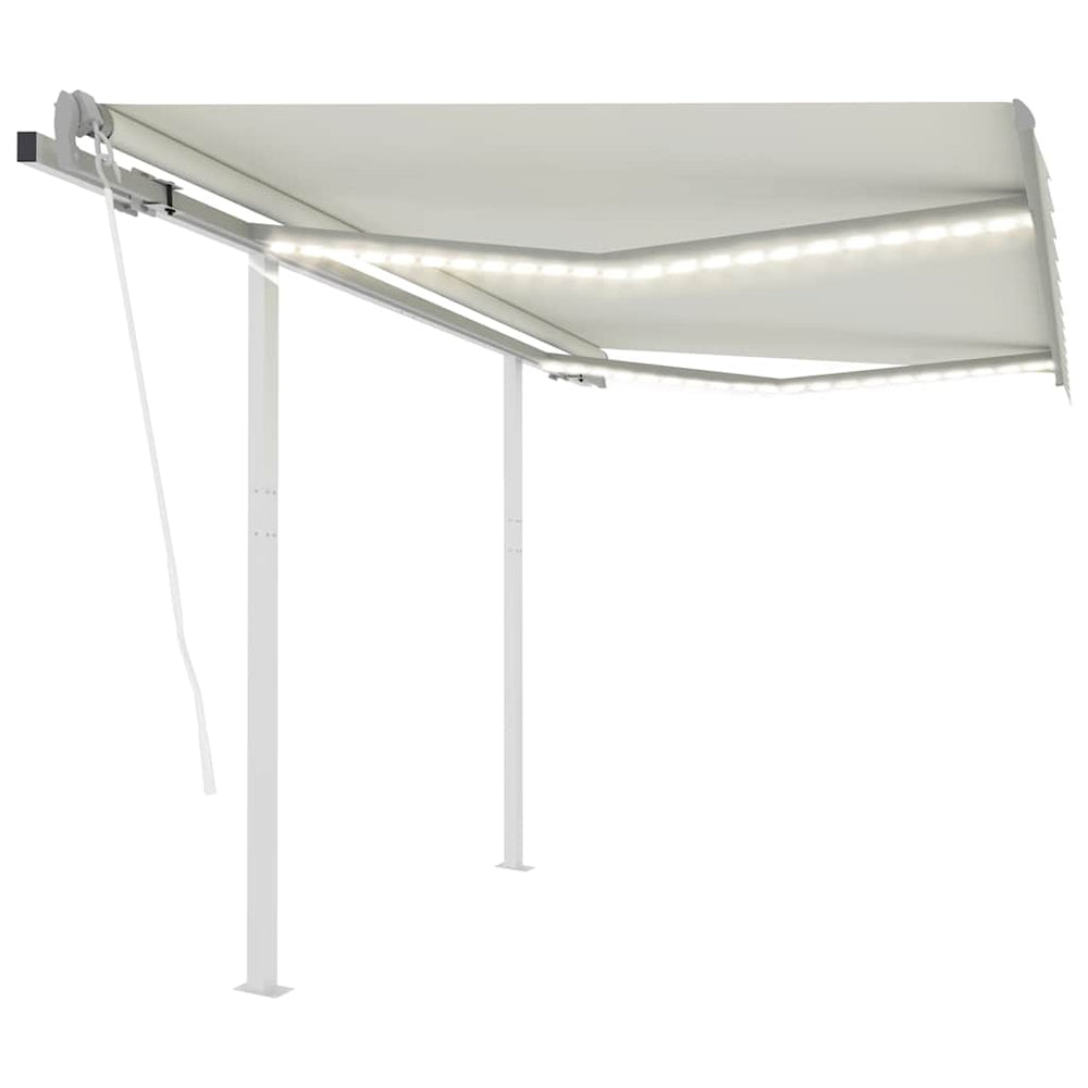 Automatinė markizė su LED/vėjo jutikliu, kreminė, 3x2,5m