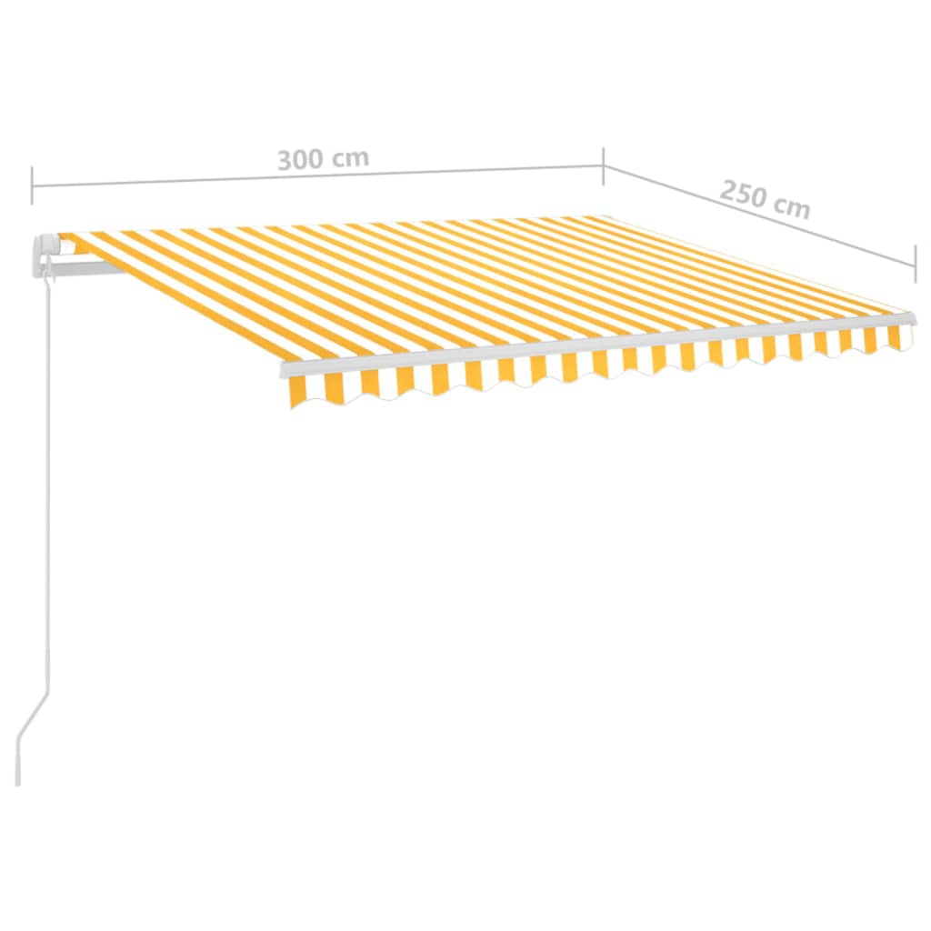 Automatinė markizė su LED/vėjo jutikliu, geltona/balta, 3x2,5m