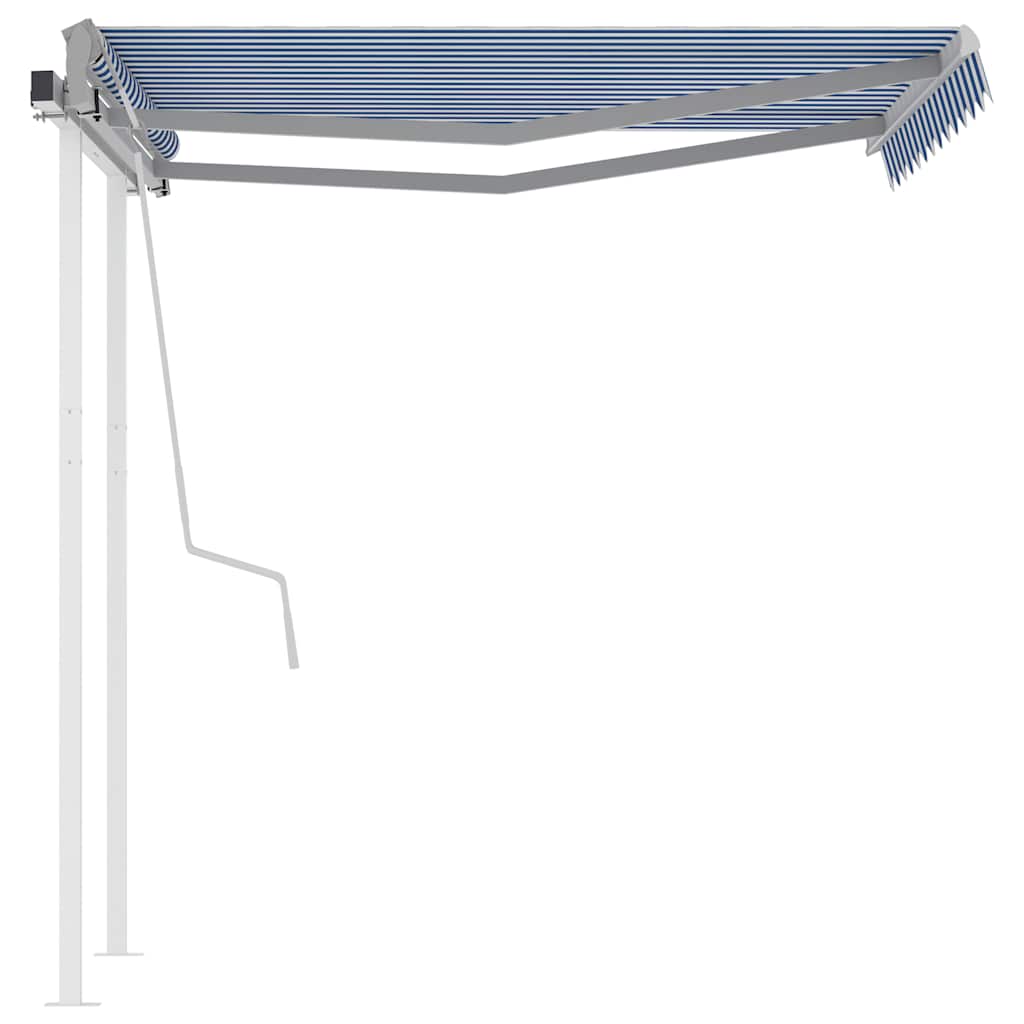 Rankiniu būdu ištraukiama markizė, mėlyna ir balta, 3,5x2,5m