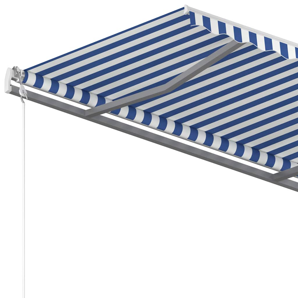 Rankiniu būdu ištraukiama markizė, mėlyna ir balta, 3,5x2,5m