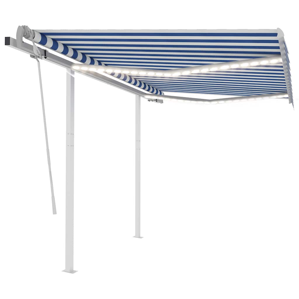 Rankiniu būdu ištraukiama markizė, mėlyna ir balta, 3,5x2,5m
