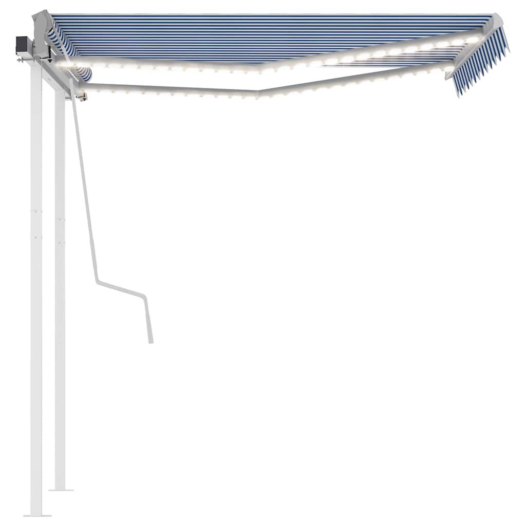 Rankiniu būdu ištraukiama markizė, mėlyna ir balta, 3,5x2,5m