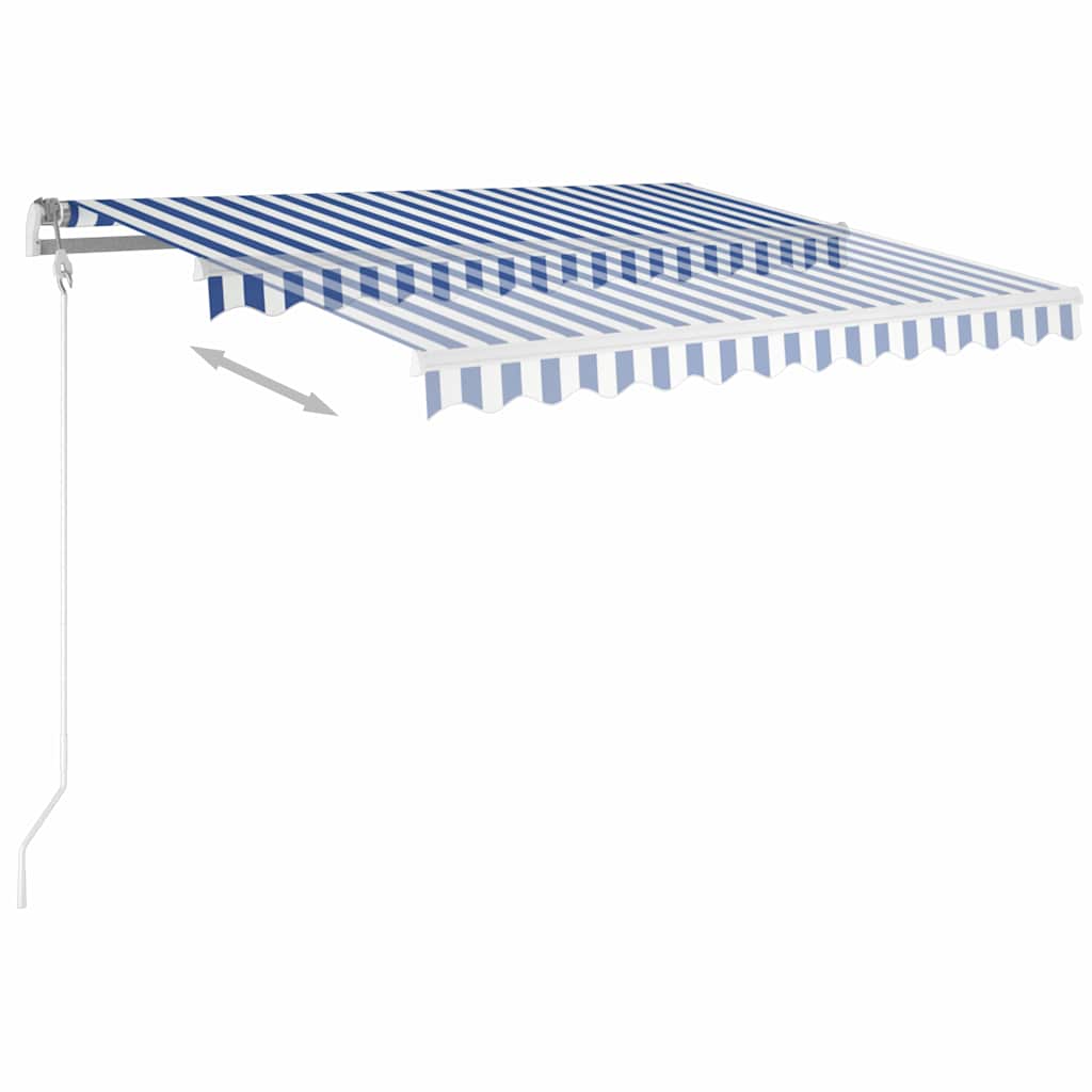 Rankiniu būdu ištraukiama markizė, mėlyna ir balta, 3,5x2,5m
