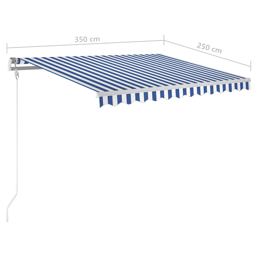 Rankiniu būdu ištraukiama markizė, mėlyna ir balta, 3,5x2,5m