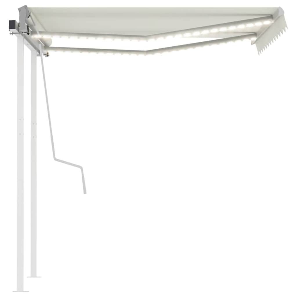 Rankiniu būdu ištraukiama markizė su LED, kreminė, 3,5x2,5m