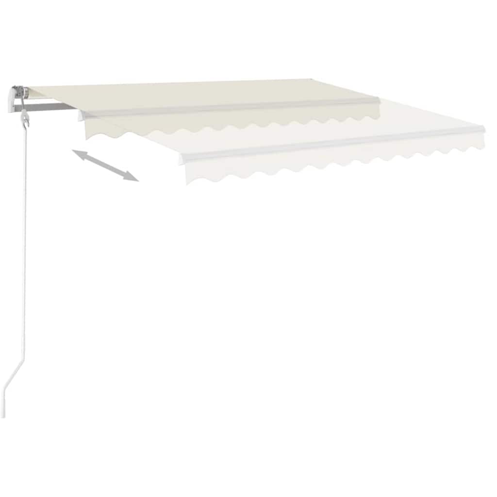 Rankiniu būdu ištraukiama markizė su LED, kreminė, 3,5x2,5m