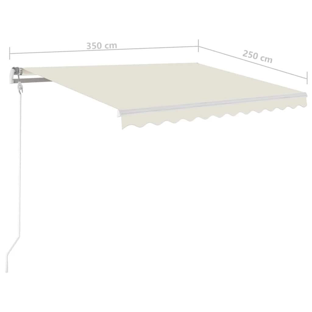 Rankiniu būdu ištraukiama markizė su LED, kreminė, 3,5x2,5m