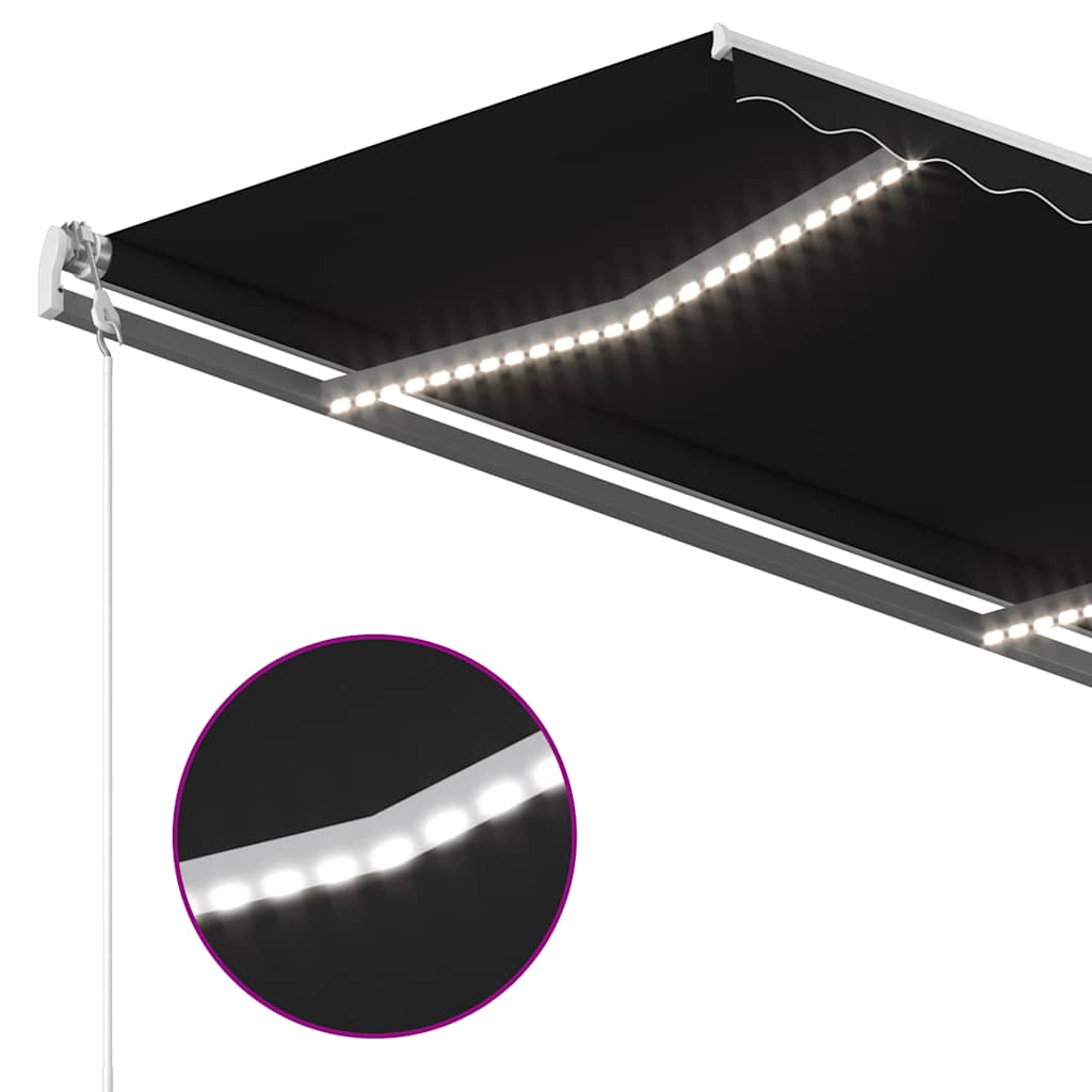 Rankiniu būdu ištraukiama markizė su LED, antracito, 3,5x2,5m