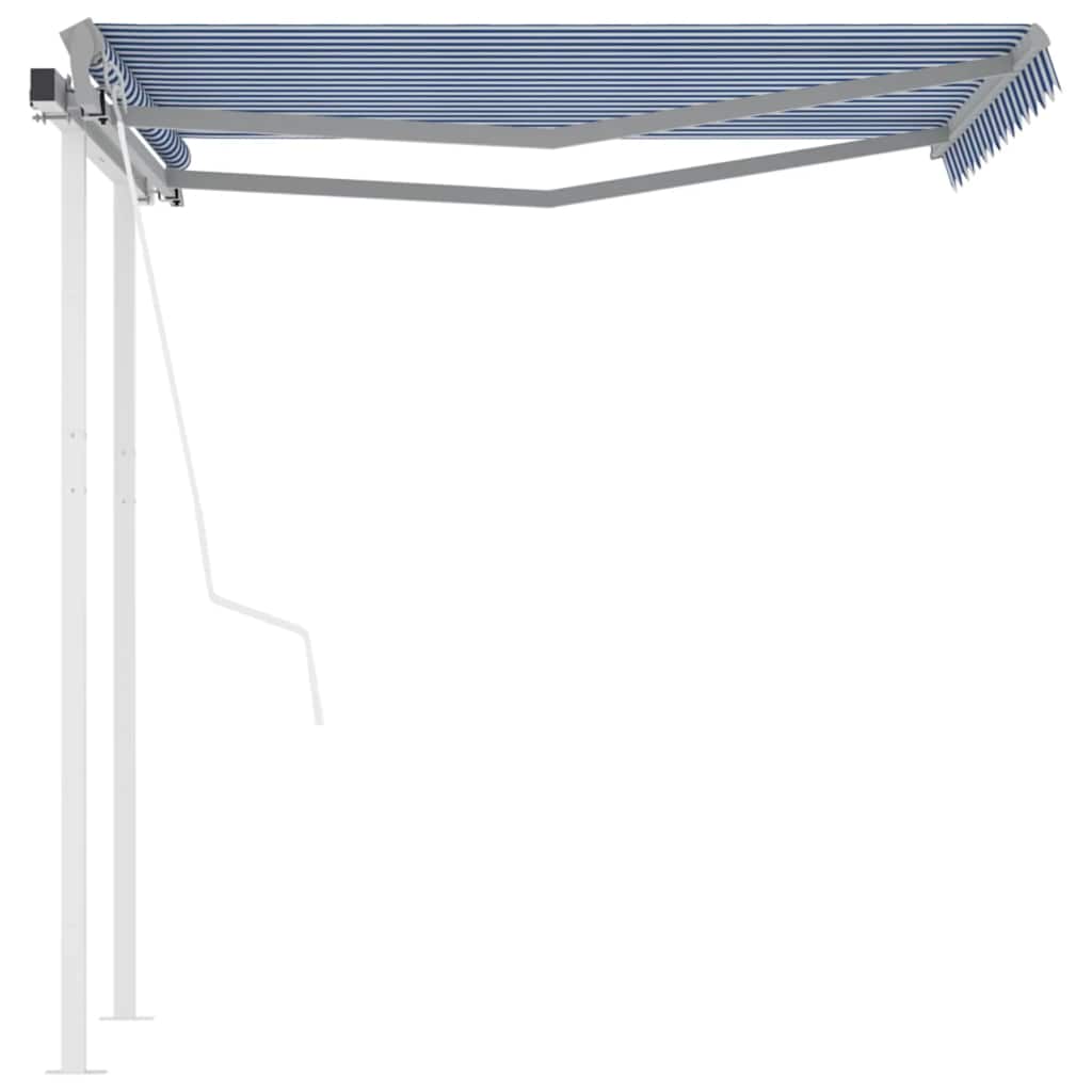 Rankiniu būdu ištraukiama markizė, mėlyna ir balta, 3,5x2,5m