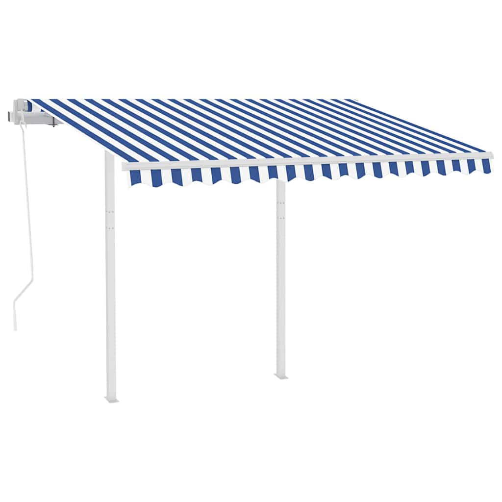 Rankiniu būdu ištraukiama markizė, mėlyna ir balta, 3,5x2,5m
