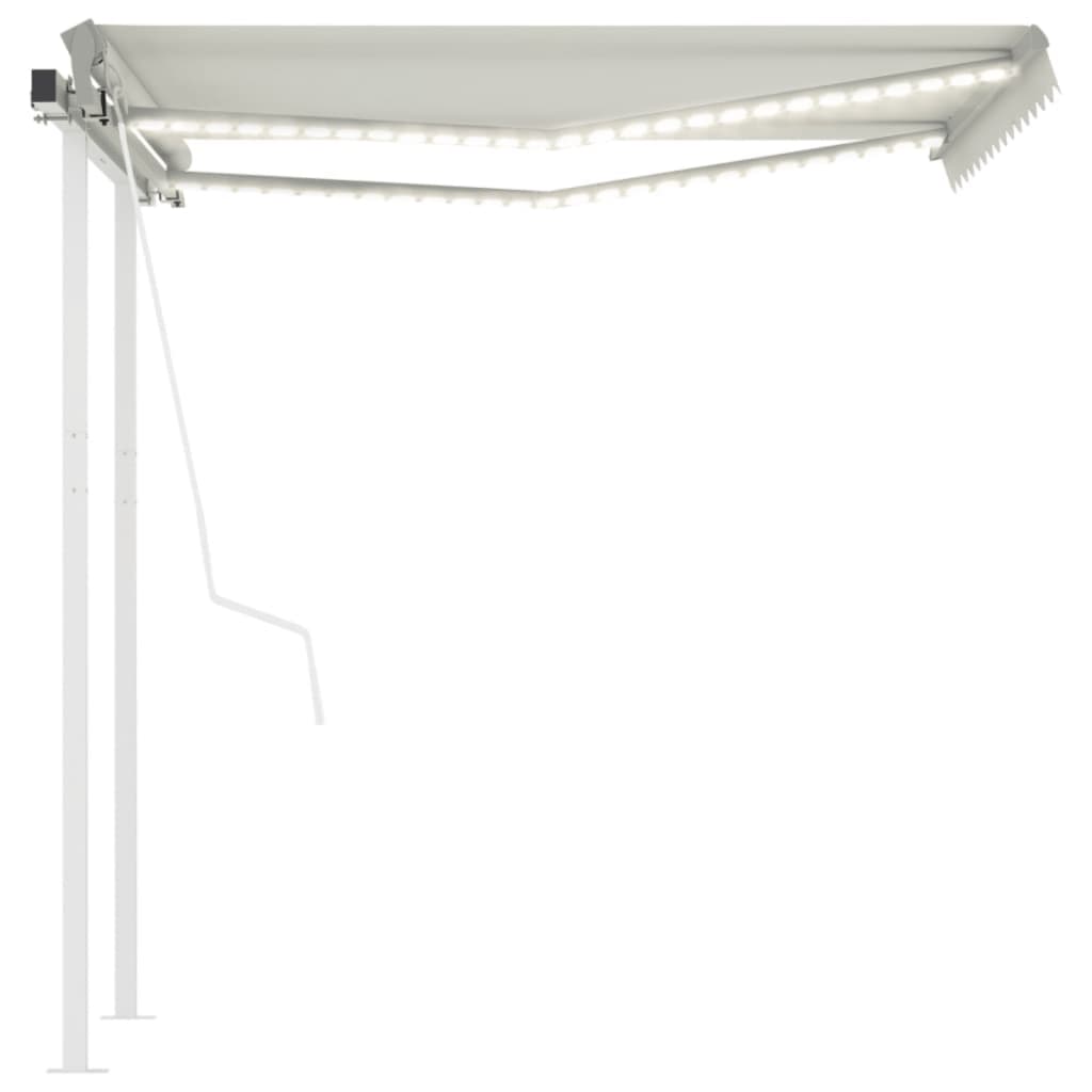 Automatinė markizė su LED/vėjo jutikliu, kreminė, 3,5x2,5m