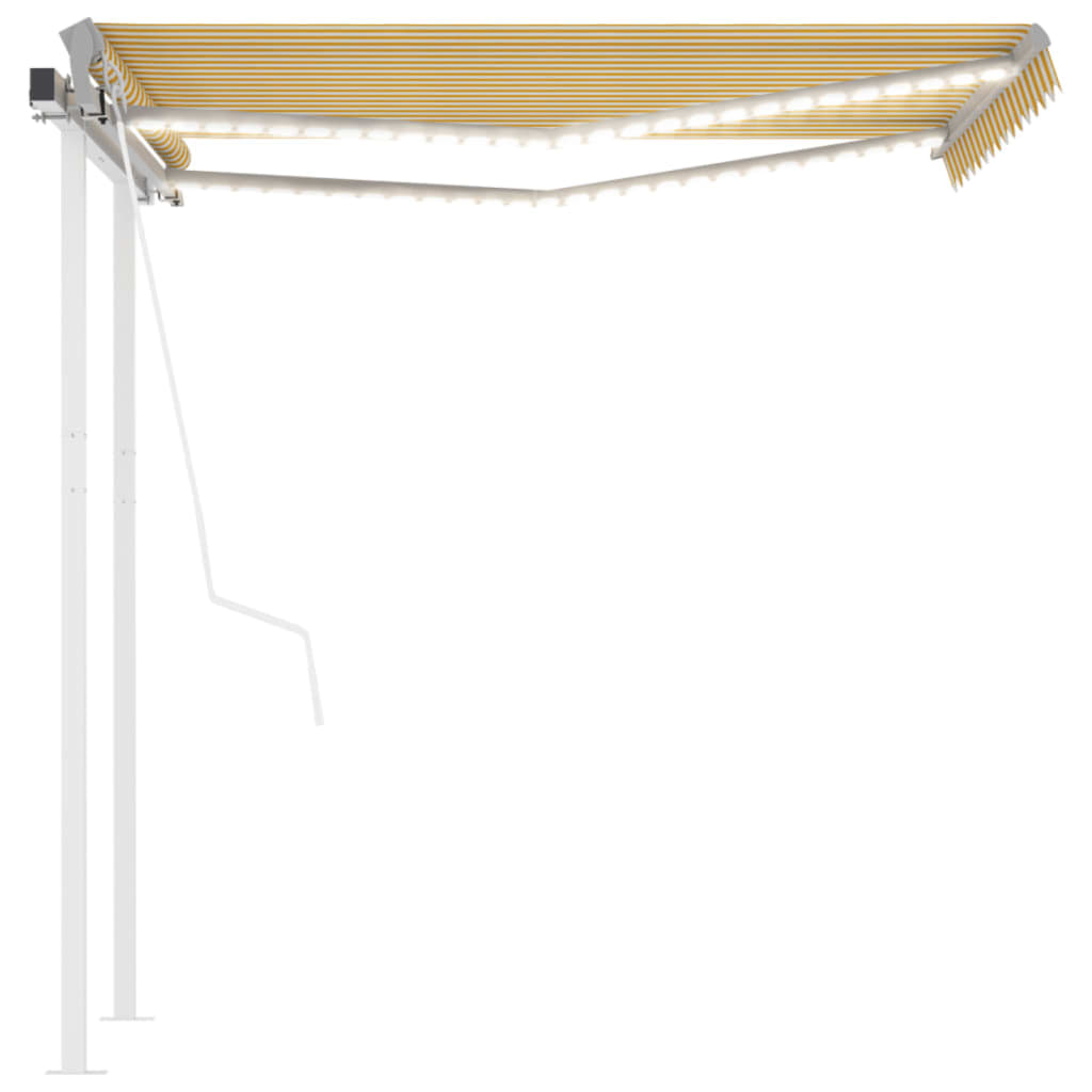 Markizė su LED ir vėjo jutikliu, geltona/balta, 3,5x2,5m