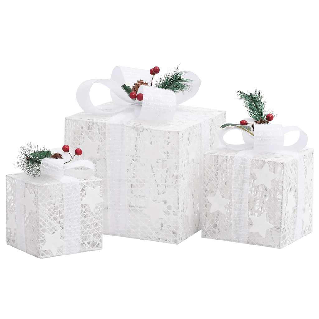 Christmas decoration gift boxes, 3 pcs, white