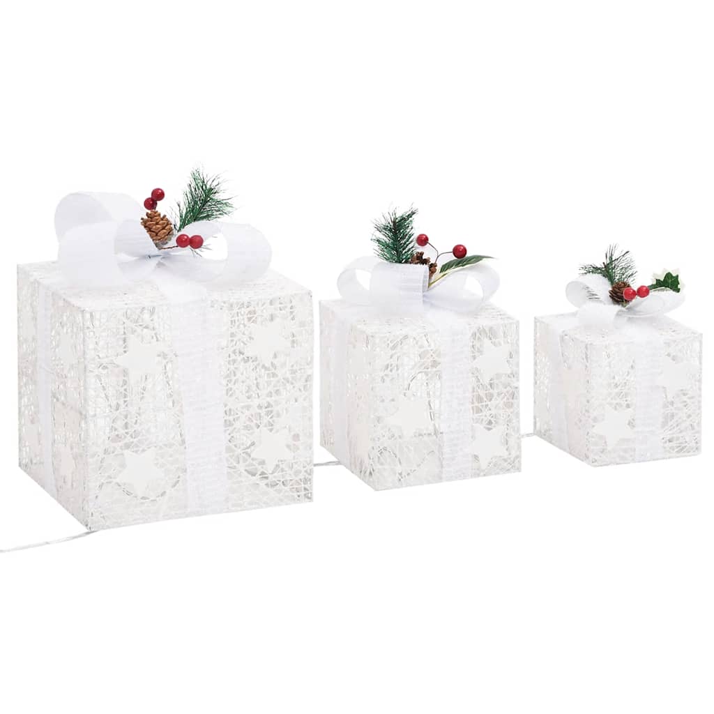 Christmas decoration gift boxes, 3 pcs, white