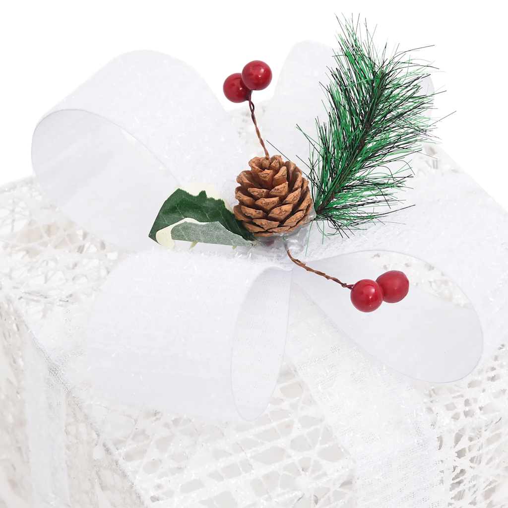 Christmas decoration gift boxes, 3 pcs, white