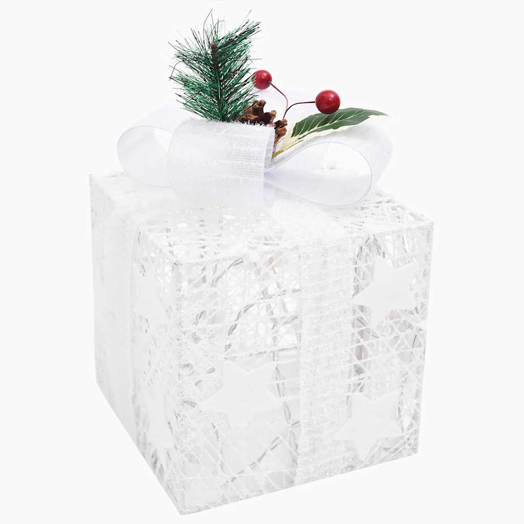 Christmas decoration gift boxes, 3 pcs, white
