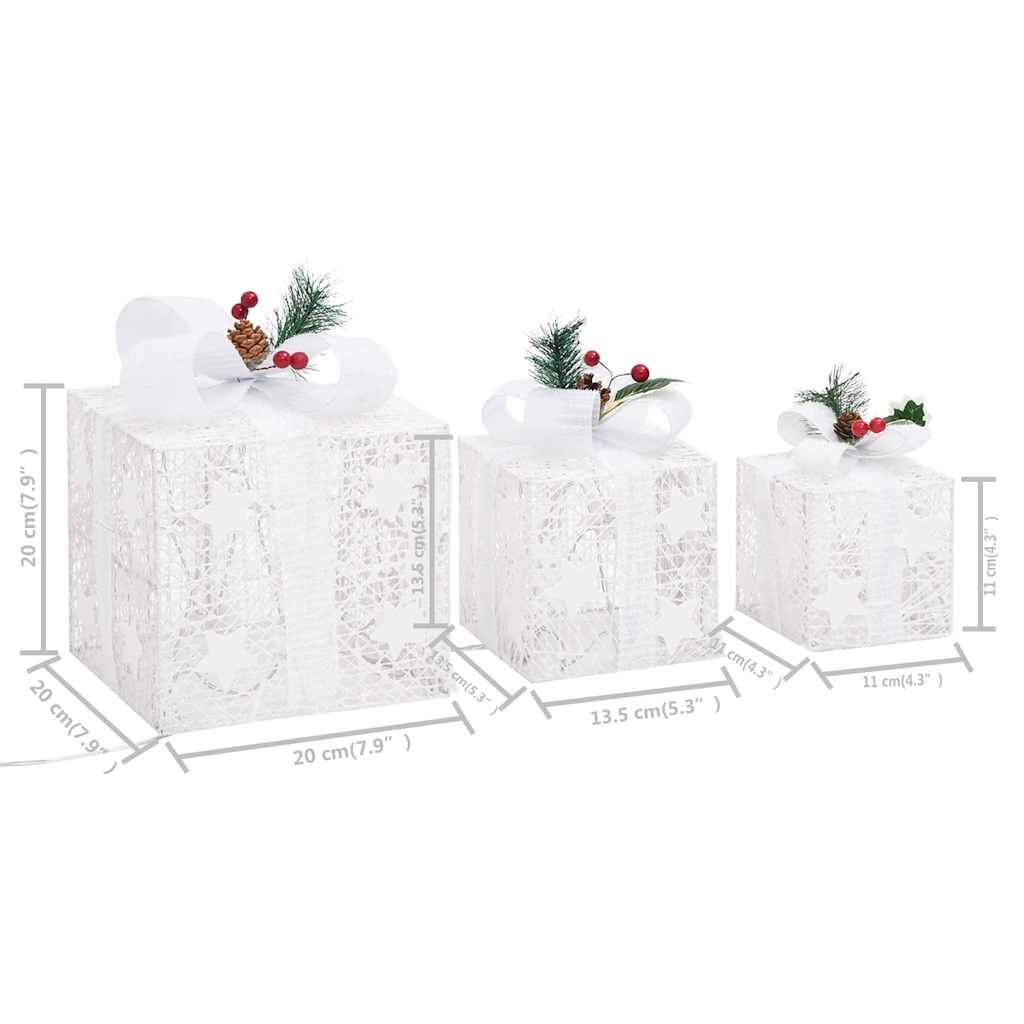 Christmas decoration gift boxes, 3 pcs, white