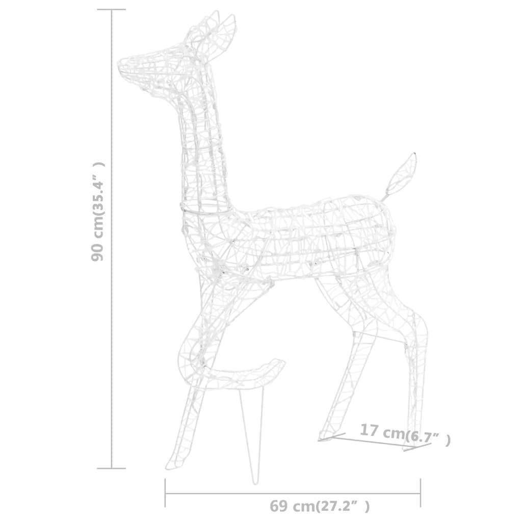 Kalėdinė dekoracija elnių šeima FIREPLACE, akrilas, 160 šaltų baltų LED
