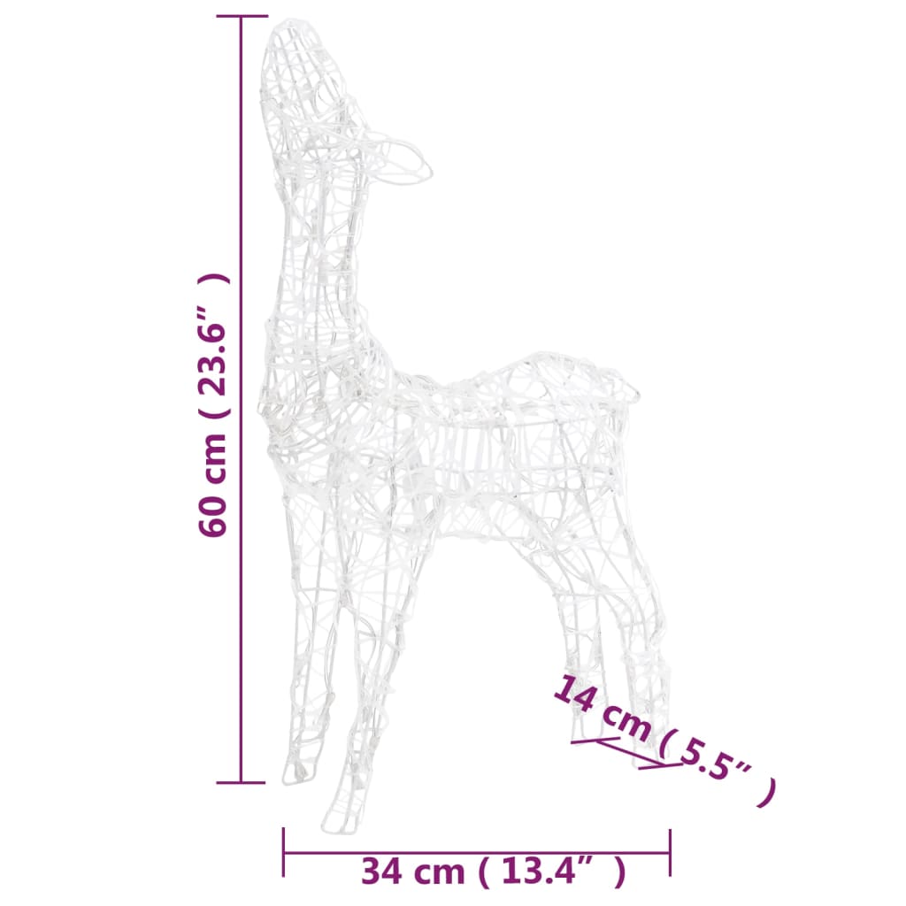 Kalėdinė dekoracija elnių šeima FIREPLACE, akrilas, 160 mėlynų LED