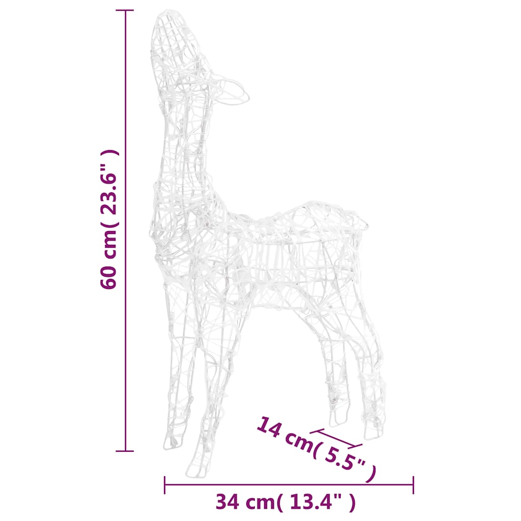 Kalėdinė dekoracija elnių šeima FIREPLACE, akrilas, 160 spalvotų LED