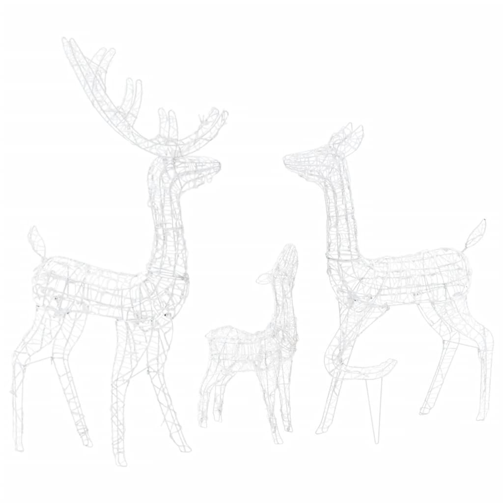 Kalėdinė dekoracija elnių šeima FIREPLACE, akrilas, 300 spalvotų LED