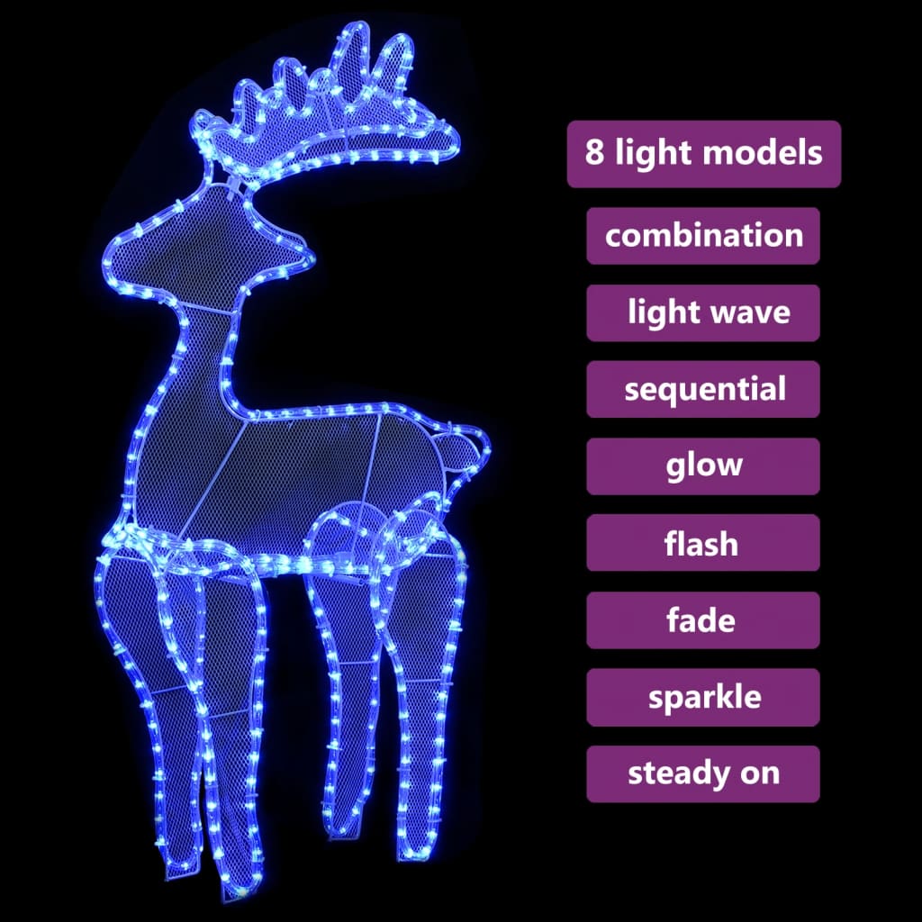 Kalėdų dekoracija elnias TWINKLE, 60x24x89cm, 306 LED, tinklinė