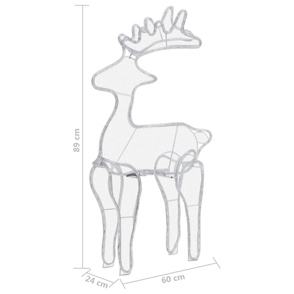 Kalėdų dekoracija elnias TWINKLE, 60x24x89cm, 306 LED, tinklinė