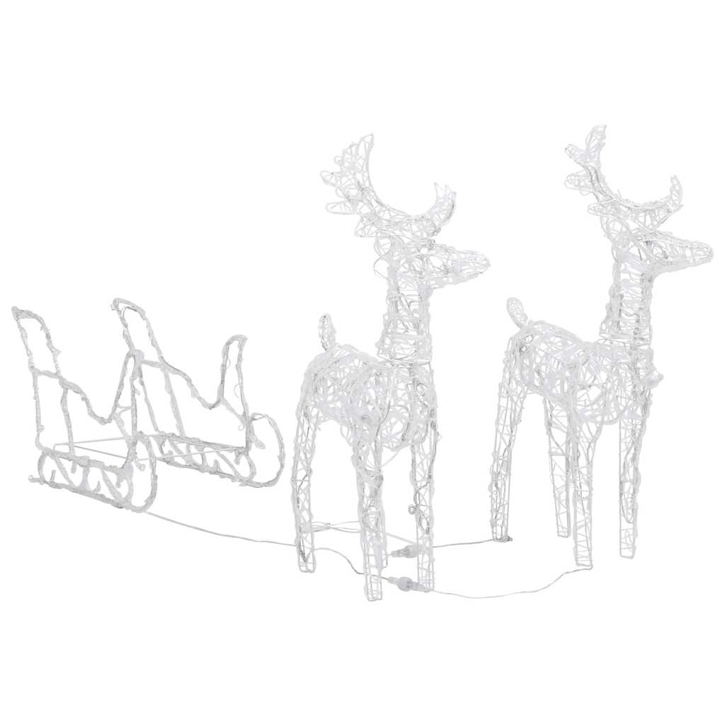 Kalėdų dekoracija elniai ir rogės SILENT, 130cm, akrilas, 160 LED