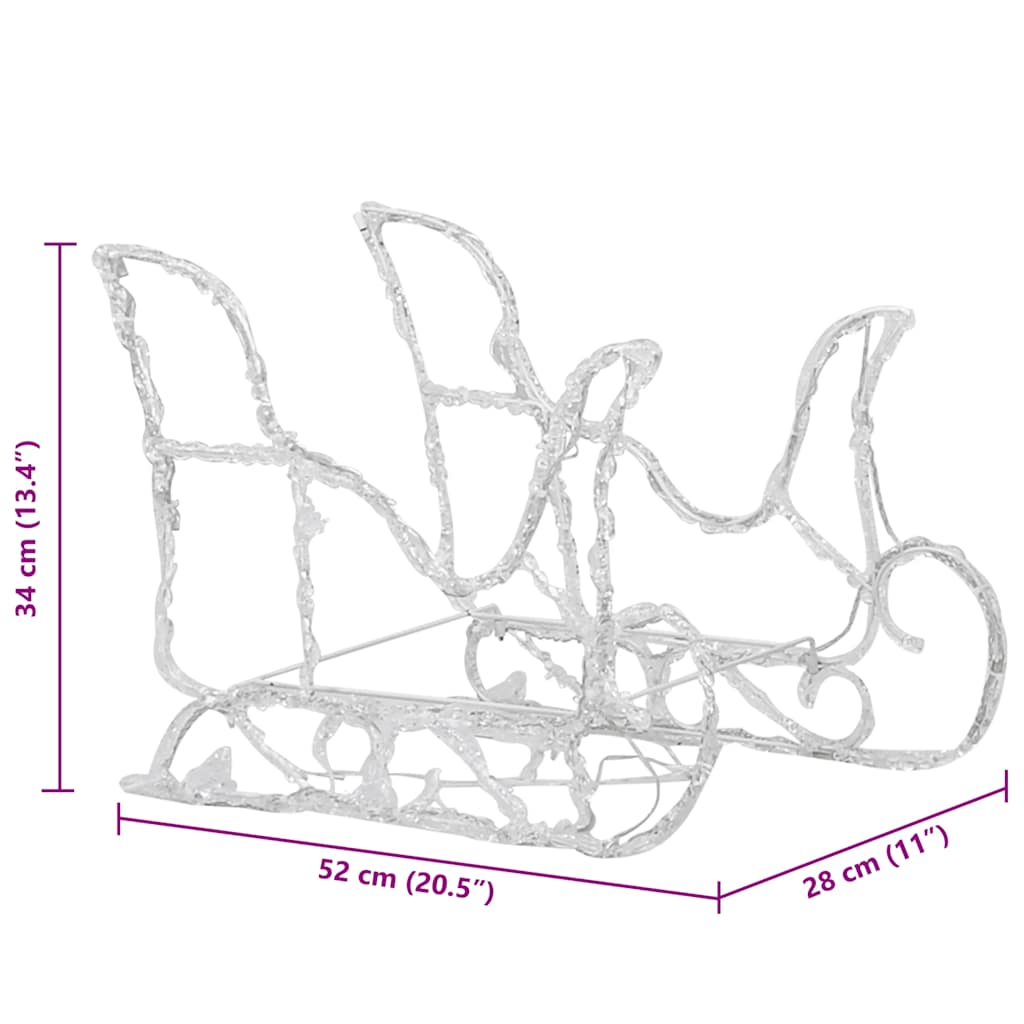 Kalėdų dekoracija elniai ir rogės SILENT, 130cm, akrilas, 160 LED
