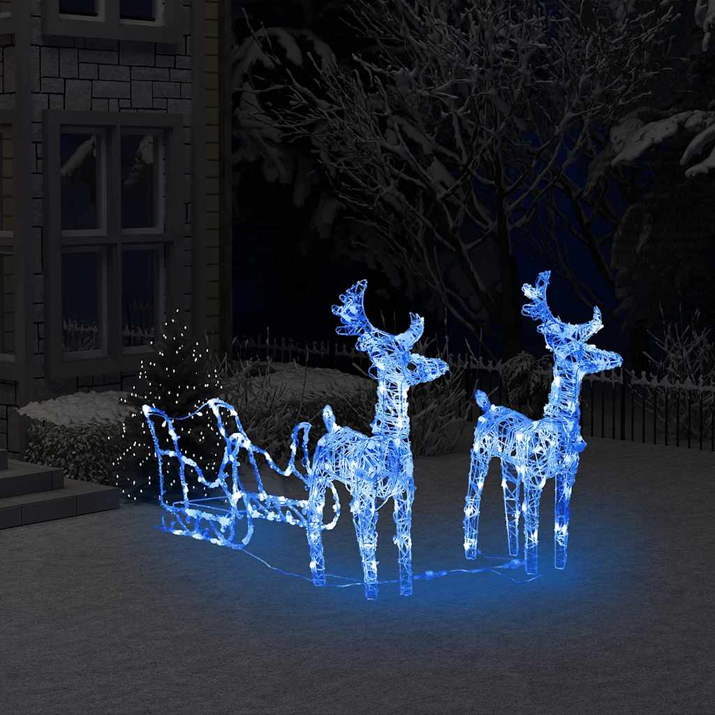Kalėdų dekoracija elniai ir rogės SILENT, 130cm, akrilas, 160 LED