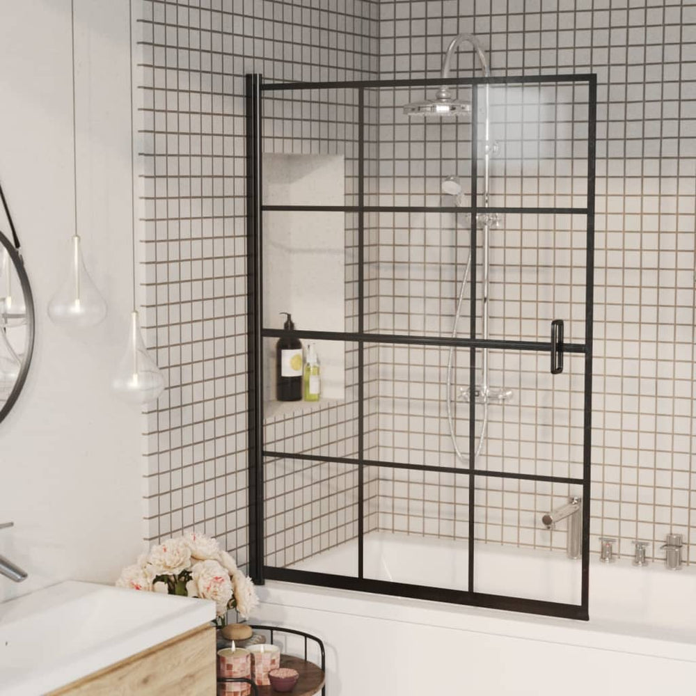 Shower screen, black, 100x140cm, ESG