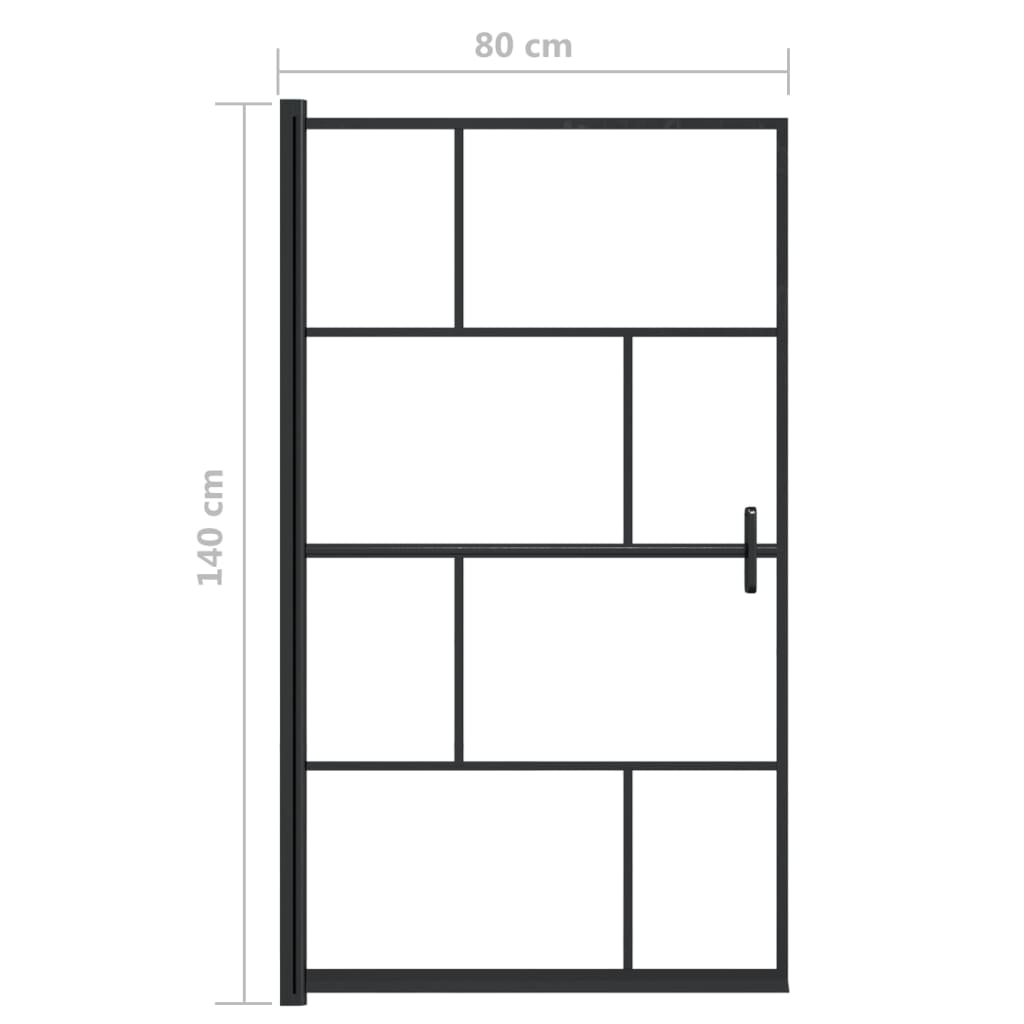 Shower screen, black, 80x140cm, ESG
