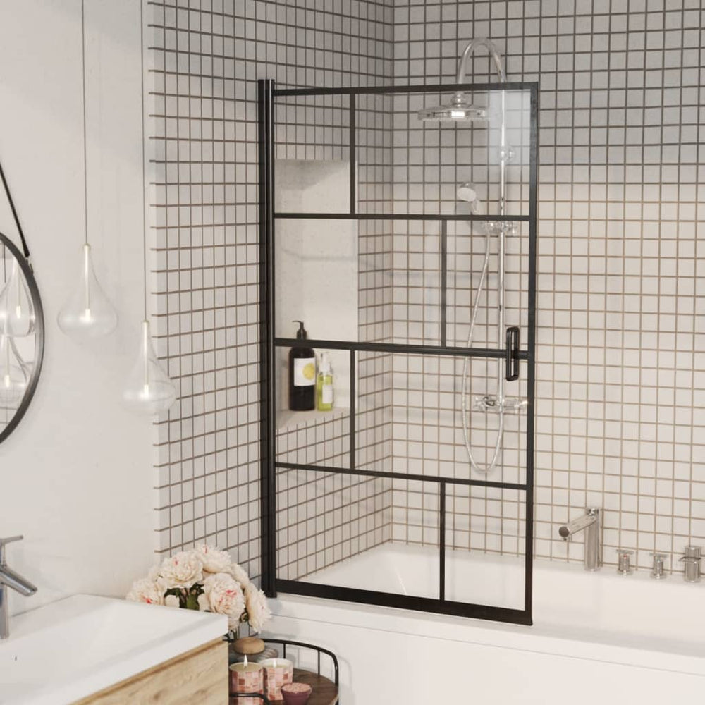 Shower screen, black, 80x140cm, ESG
