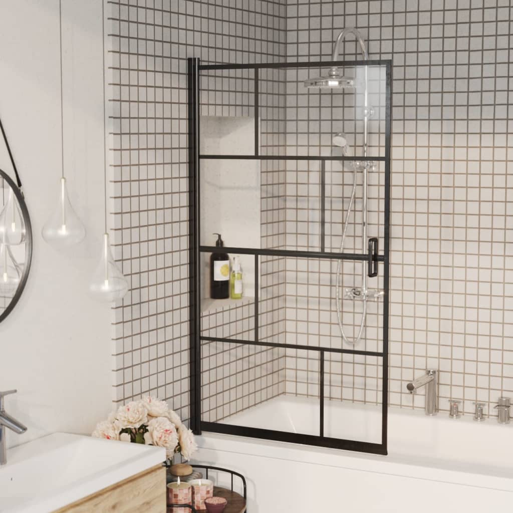 Shower screen, black, 80x140cm, ESG