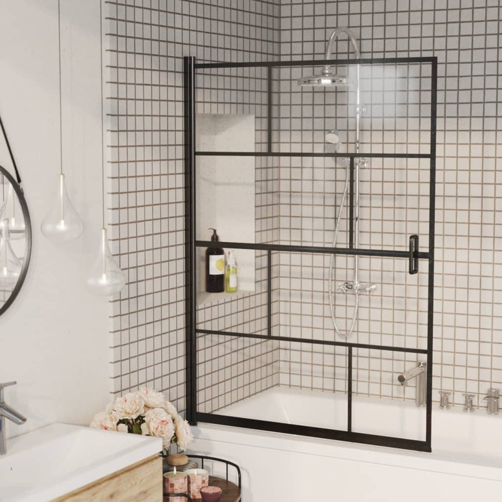 Shower screen, black, 100x140cm, ESG