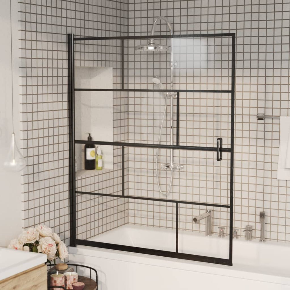 Shower screen, black, 116x140cm, ESG