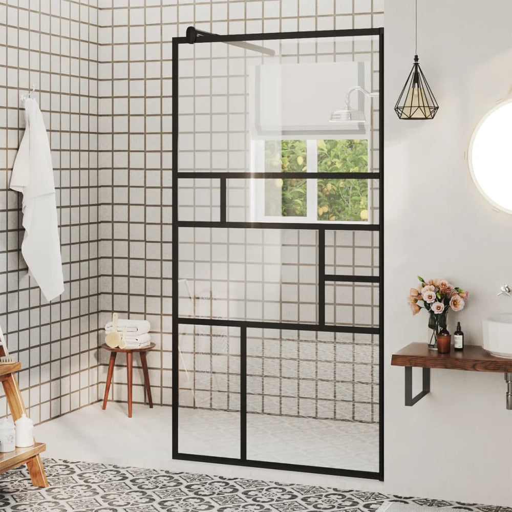Shower screen with clear ESG glass, black, 80x195cm