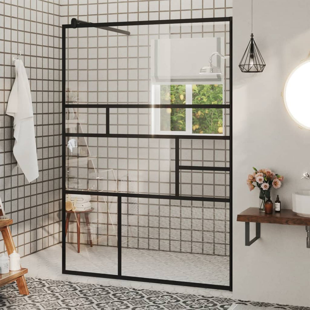 Shower screen with clear ESG glass, black, 115x195cm