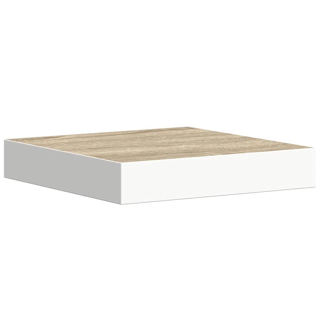 Wall shelves, 2 pcs., oak/white, 23x23.5x3.8cm, MDF