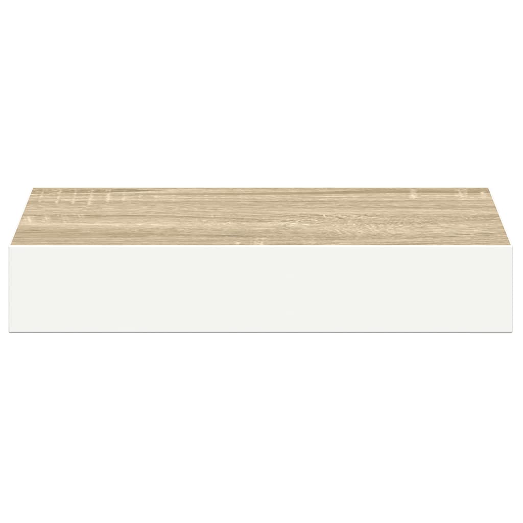 Wall shelves, 2 pcs., oak/white, 23x23.5x3.8cm, MDF