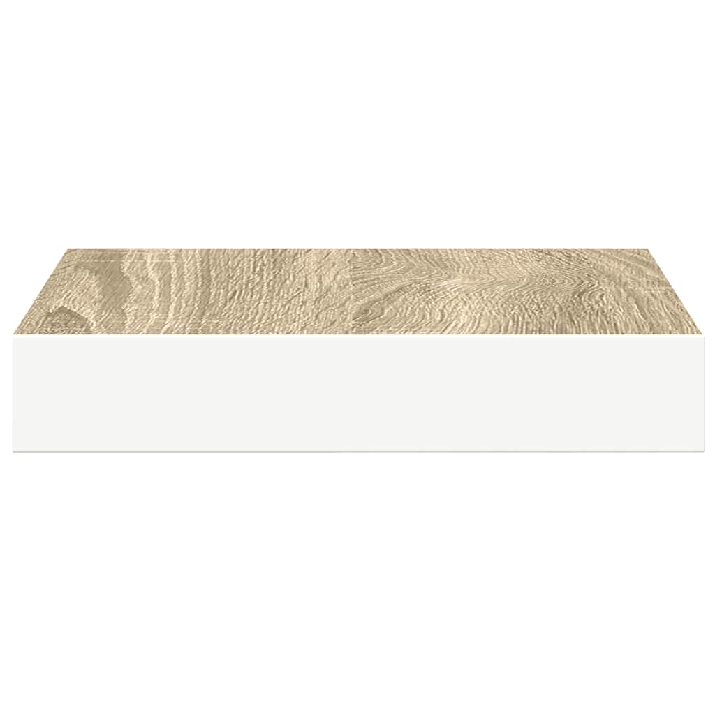 Wall shelves, 2 pcs., oak/white, 23x23.5x3.8cm, MDF