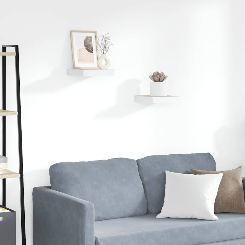 Wall shelves, 2 pcs., oak/white, 23x23.5x3.8cm, MDF