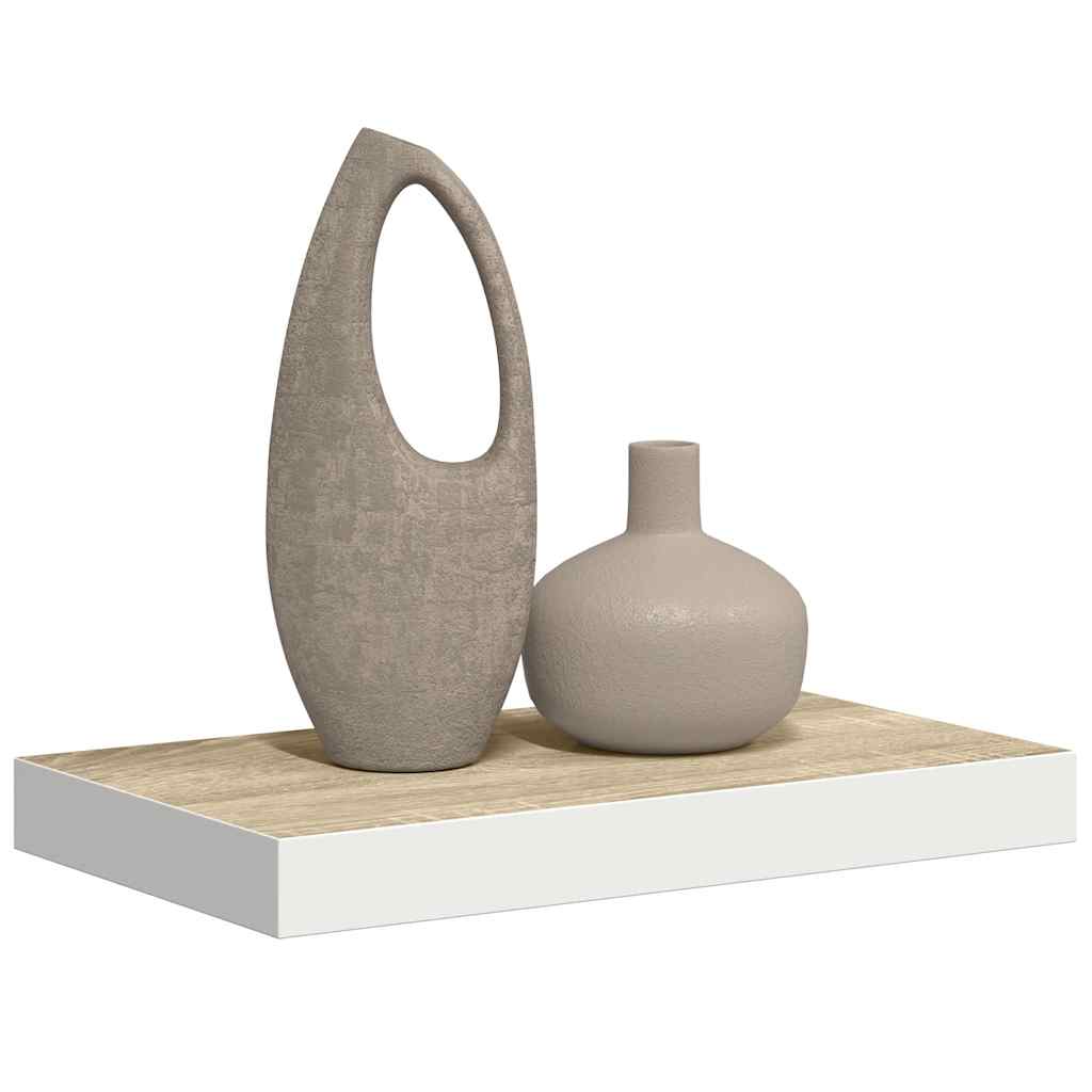 Pakabinama sieninė lentyna, ąžuolo ir balta, 40x23x3,8cm, MDF