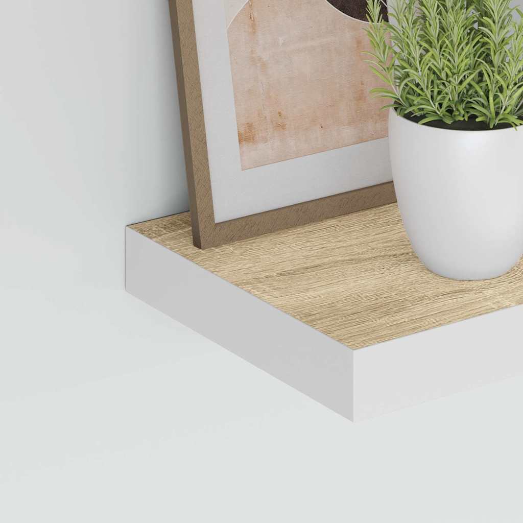 Piekaramie plaukti, 2 gab., ozola/balti, 40x23x3,8 cm, MDF