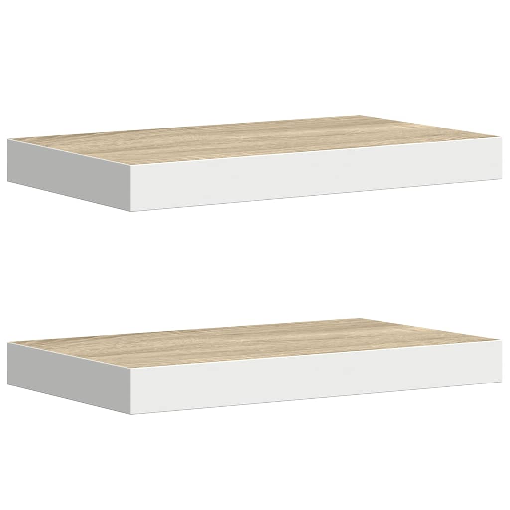 Piekaramie plaukti, 2 gab., ozola/balti, 50x23x3,8cm, MDF