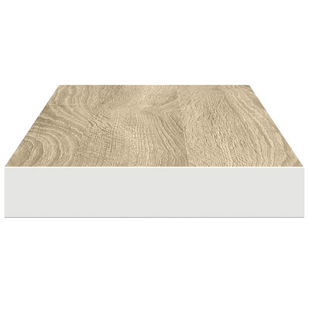 Wall shelves, 4 pcs., oak/white, 60x23.5x3.8cm, MDF