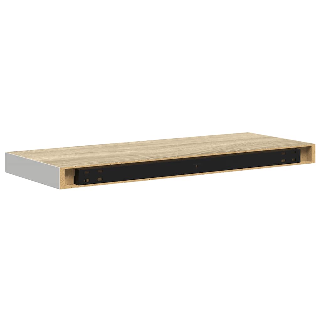 Wall shelves, 4 pcs., oak/white, 60x23.5x3.8cm, MDF
